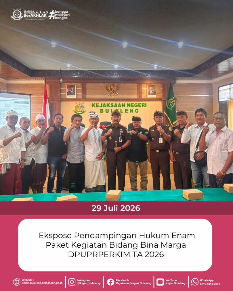  Ekspose Pendampingan Hukum Enam Paket Kegiatan Bidang Bina Marga DPUPRPERKIM TA 2026