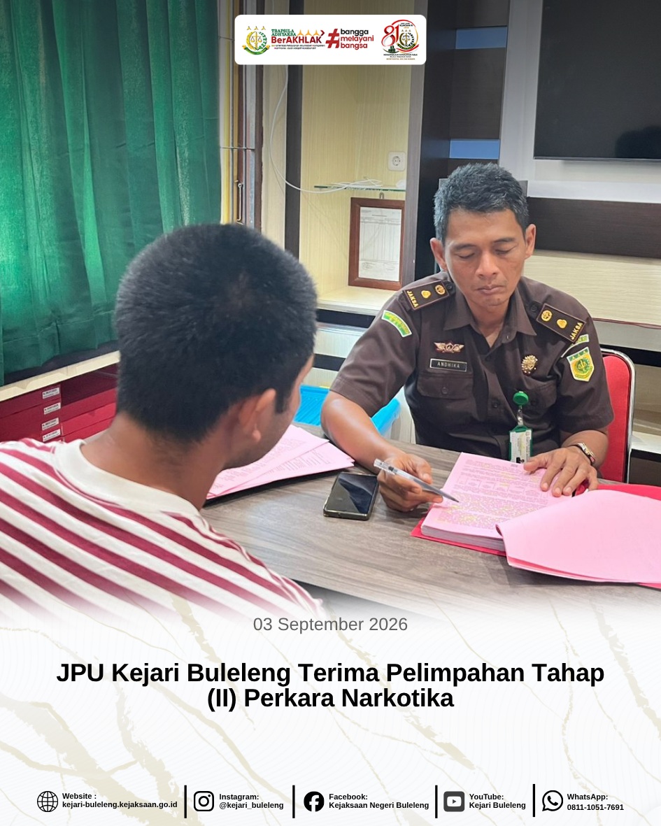 Penyerahan tersangka dan barang bukti (Tahap II) dengan inisial tersangka PYK dalam perkara tindak pidana narkotika