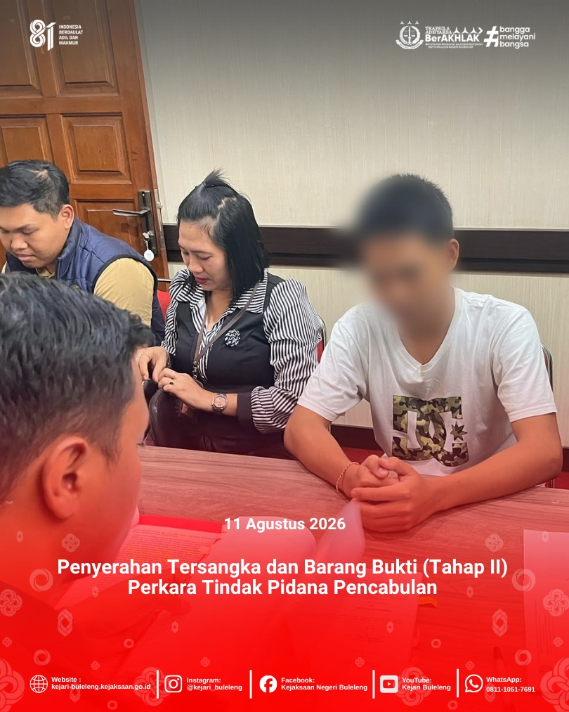 Penyerahan Tersangka dan Barang Bukti (Tahap II) dengan inisial KIW dalam perkara Tindak Pidana Pencabulan dari Penyidik Kepolisian Resor Buleleng